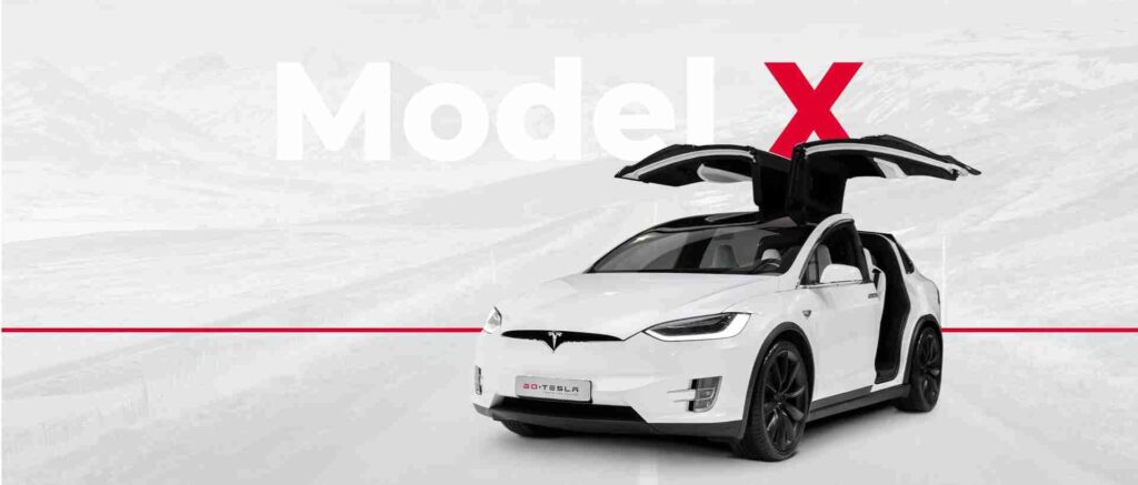 Biała Tesla Model X, nowoczesny SUV z charakterystycznym designem