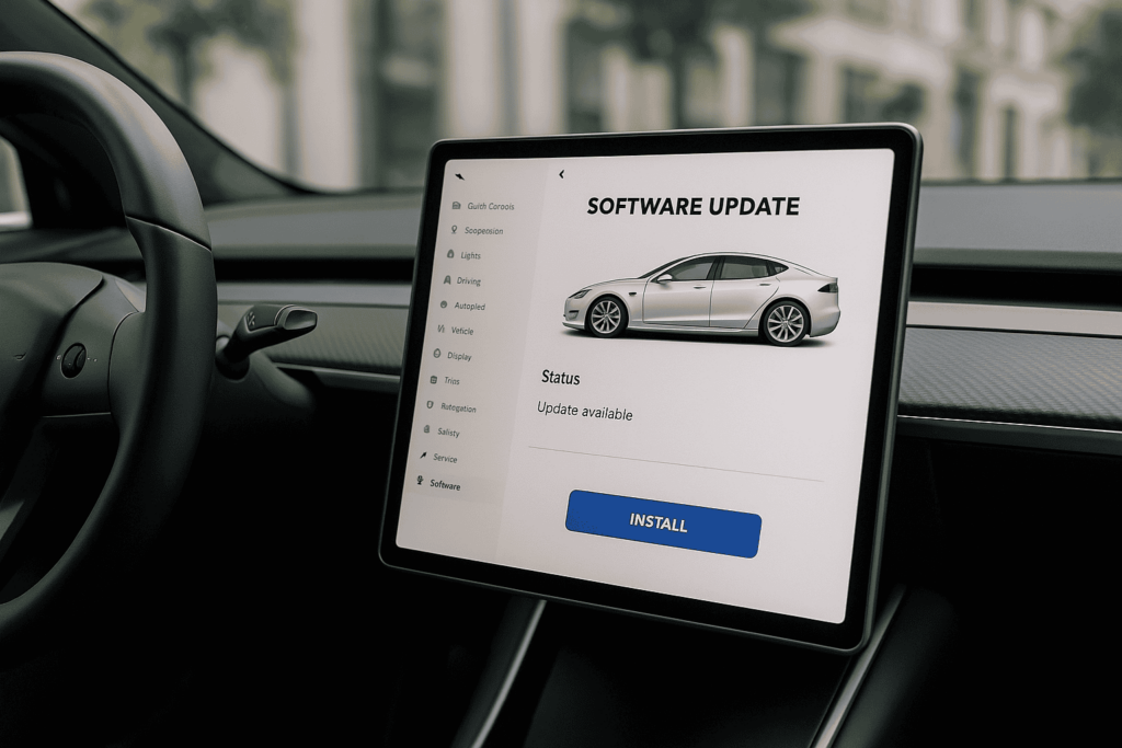 Aktualizacja oprogramowania Tesla.